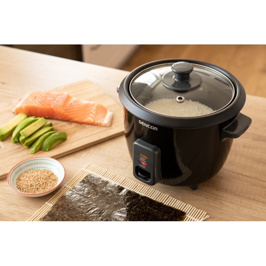 Sencor - Cozedor de arroz 300W/230V 0,6l preto
