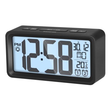 Sencor - Despertador com visor LCD e termómetro 2xAAA preto
