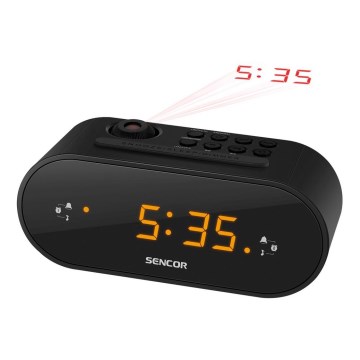 Sencor - Despertador com visor LED e projetor 5W/230V preto
