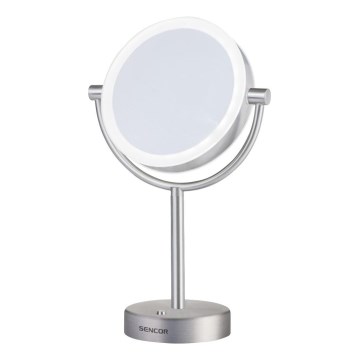 Sencor - Espelho cosmético com retroiluminação LED LED/5W/230V aço inoxidável