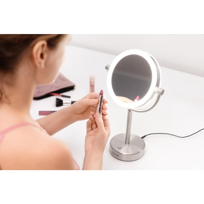 Sencor - Espelho cosmético com retroiluminação LED LED/5W/230V aço inoxidável