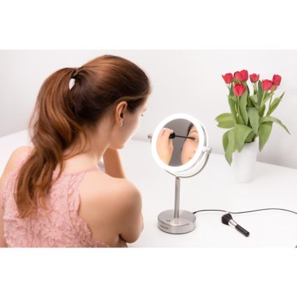 Sencor - Espelho cosmético com retroiluminação LED LED/5W/230V aço inoxidável