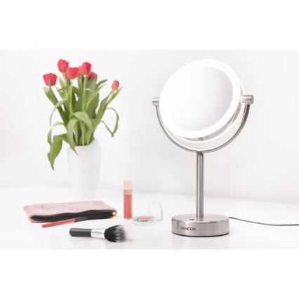 Sencor - Espelho de maquilhagem com iluminação LED LED/5W/230V inox