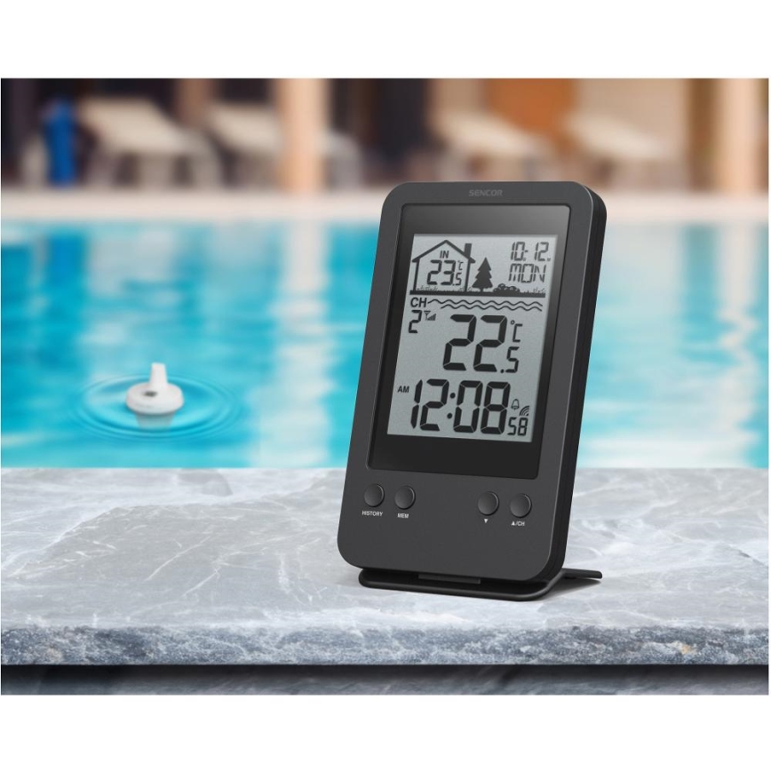Sencor - Estação de medição com sensor de flutuador de piscina sem fios 2xAA + 2xAA IPX7