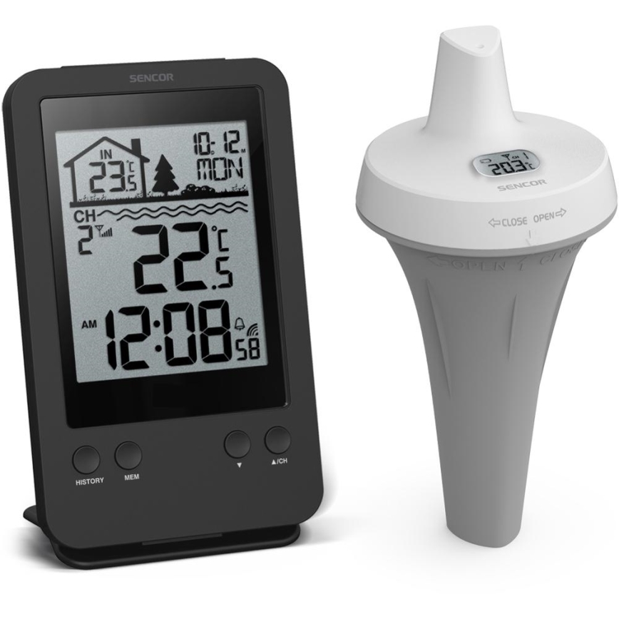 Sencor - Estação de medição com sensor de flutuador de piscina sem fios 2xAA + 2xAA IPX7