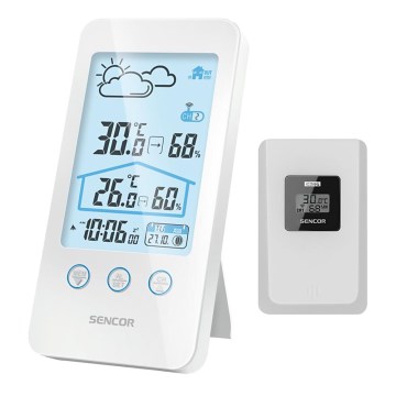 Sencor - Estação meteorológica com ecrã LCD 2xAAA branco