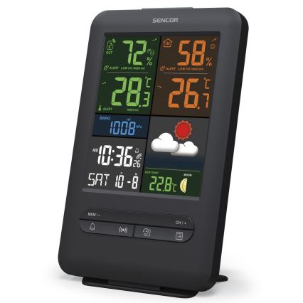 Sencor - Estação meteorológica com ecrã LCD a cores 5V/1xCR2032 + 2xAA