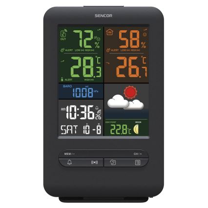 Sencor - Estação meteorológica com ecrã LCD a cores 5V/1xCR2032 + 2xAA