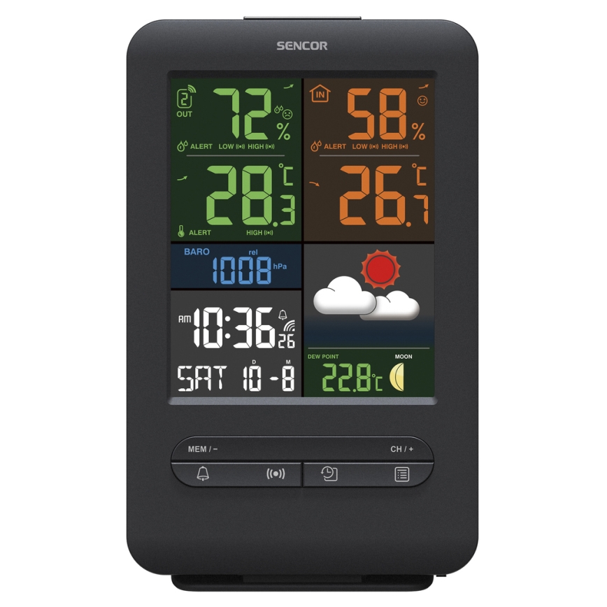 Sencor - Estação meteorológica com ecrã LCD a cores 5V/1xCR2032 + 2xAA