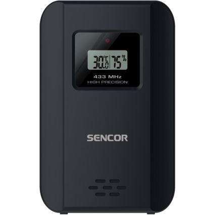 Sencor - Estação meteorológica com ecrã LCD a cores e despertador 3xAAA preto