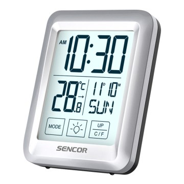 Sencor - Estação meteorológica com visor LCD com relógio despertador 2xAAA