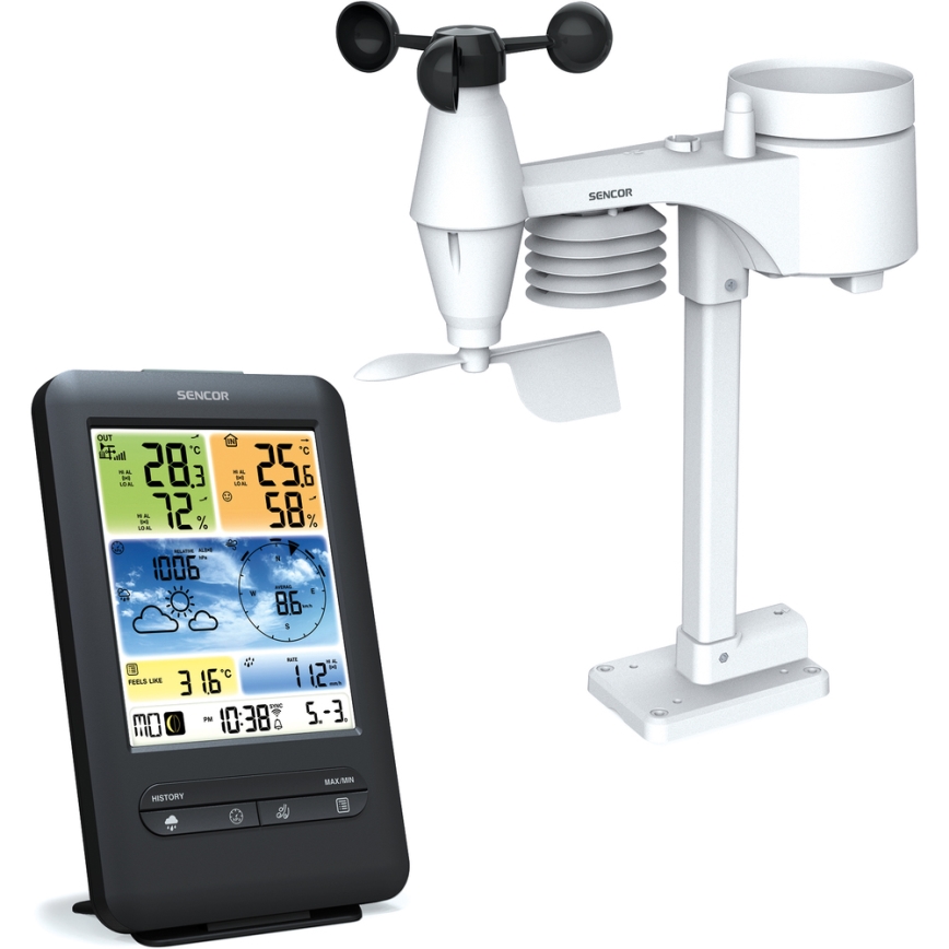 Sencor - Estação meteorológica profissional com ecrã LCD 1xCR2032 + 3xAA Wi-Fi