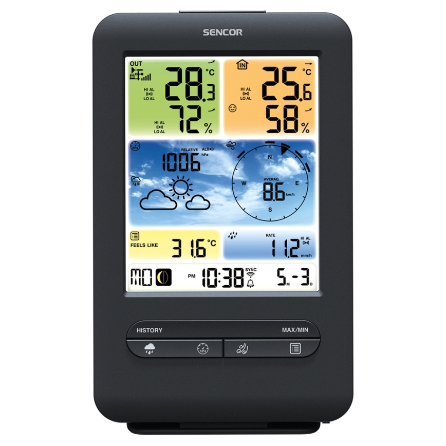 Sencor - Estação meteorológica profissional com ecrã LCD 1xCR2032 + 3xAA Wi-Fi