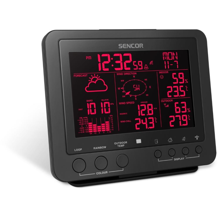 Sencor - Estação meteorológica profissional com ecrã LCD 1xCR2032