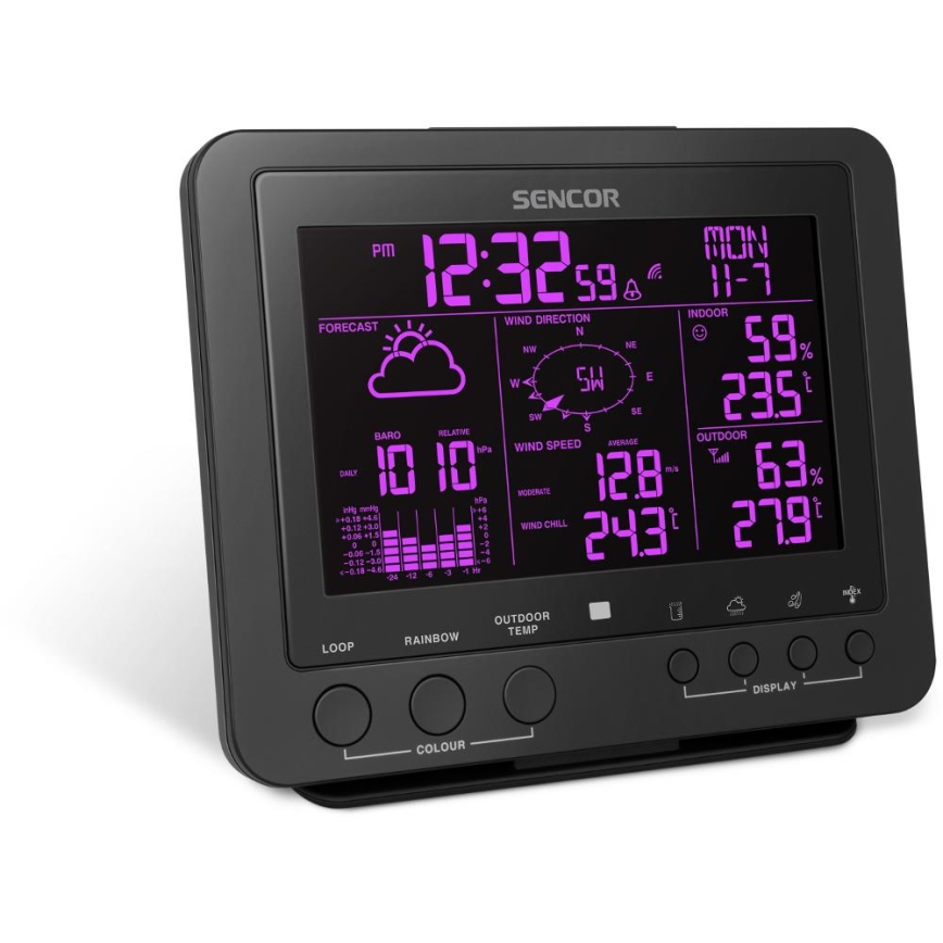 Sencor - Estação meteorológica profissional com ecrã LCD 1xCR2032