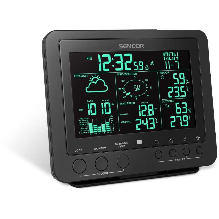 Sencor - Estação meteorológica profissional com ecrã LCD 1xCR2032