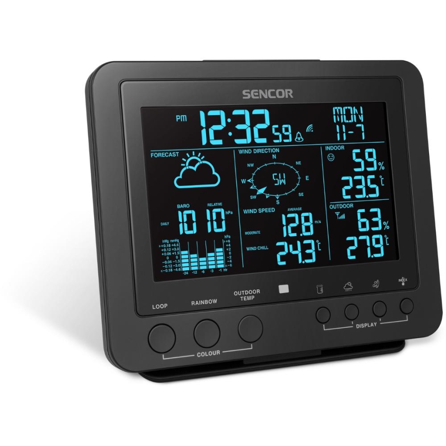 Sencor - Estação meteorológica profissional com ecrã LCD 1xCR2032