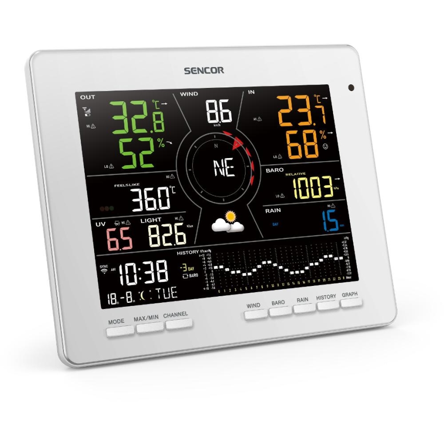Sencor - Estação meteorológica profissional com ecrã LCD 1xCR2032 Wi-Fi Tuya