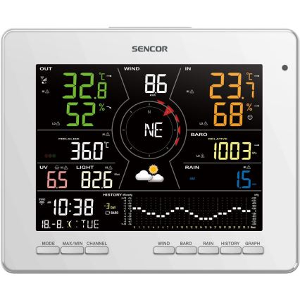 Sencor - Estação meteorológica profissional com ecrã LCD 1xCR2032 Wi-Fi Tuya