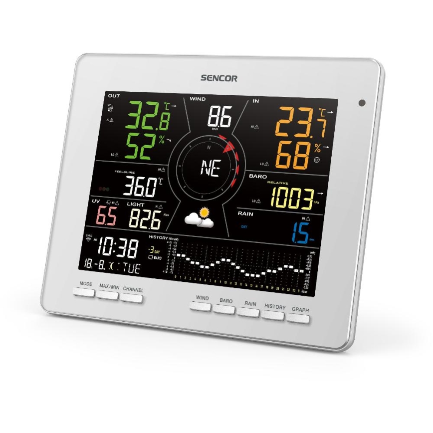 Sencor - Estação meteorológica profissional com ecrã LCD 1xCR2032 Wi-Fi Tuya
