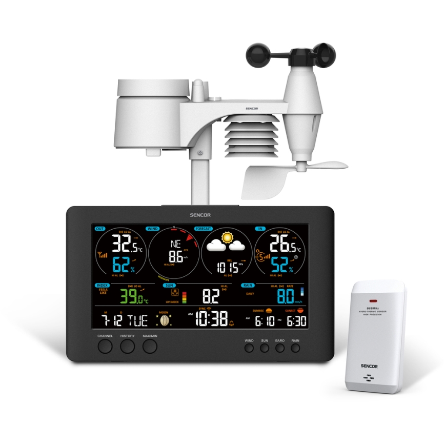 Sencor - Estação meteorológica profissional com ecrã LCD 5V/1xCR2032 + 3xAA Wi-Fi