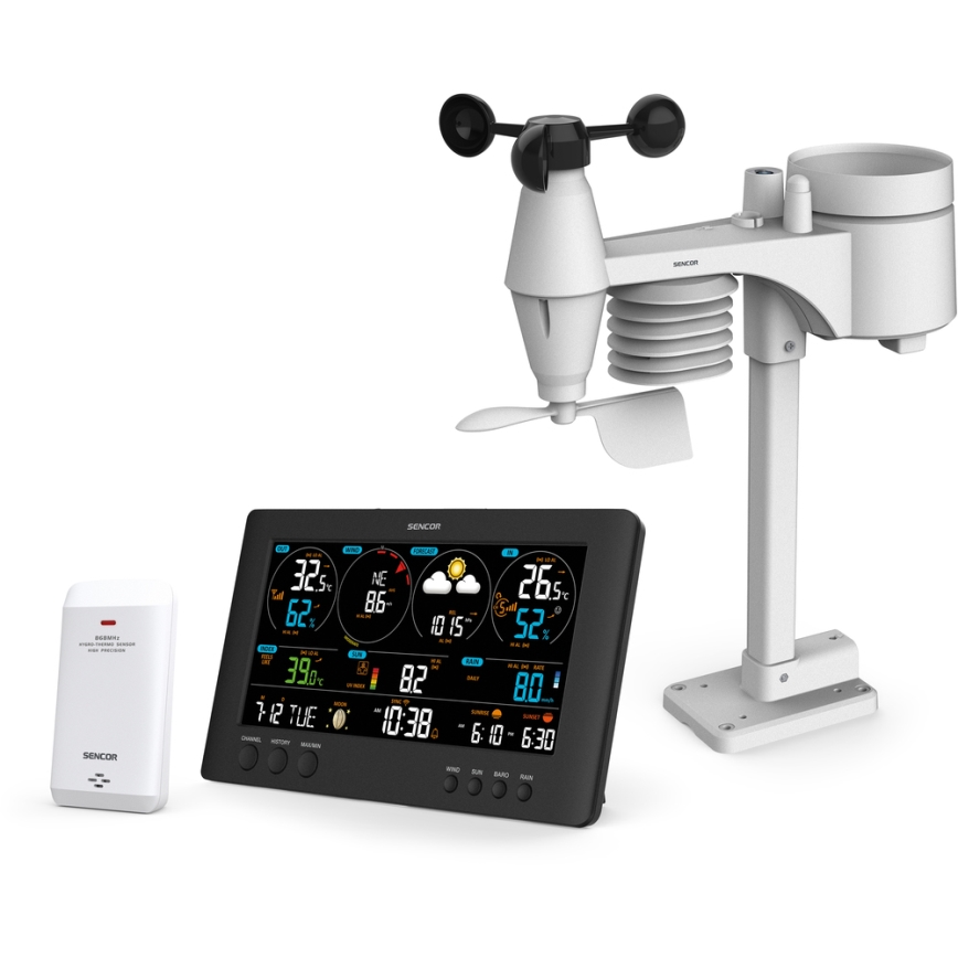 Sencor - Estação meteorológica profissional com ecrã LCD 5V/1xCR2032 + 3xAA Wi-Fi