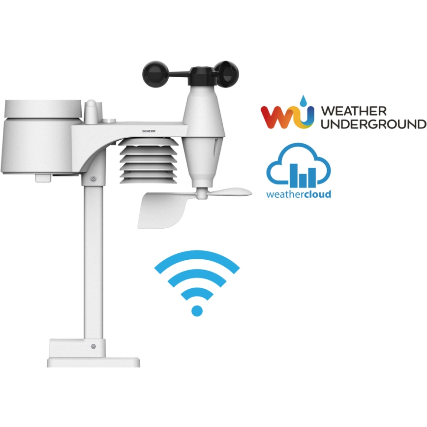 Sencor - Estação meteorológica profissional com ecrã LCD 5V/1xCR2032 + 3xAA Wi-Fi
