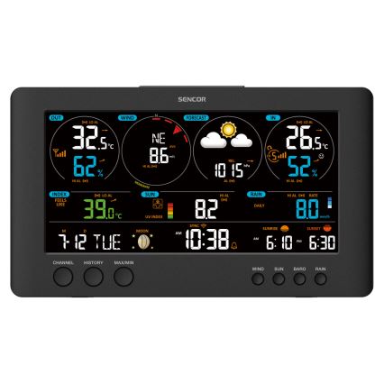 Sencor - Estação meteorológica profissional com ecrã LCD 5V/1xCR2032 + 3xAA Wi-Fi