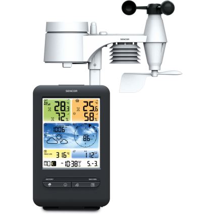 Sencor - Estação meteorológica profissional com ecrã LCD a cores 1xCR2032 + 3xAA Wi-Fi