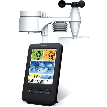 Sencor - Estação meteorológica profissional com ecrã LCD a cores 1xCR2032 Wi-Fi
