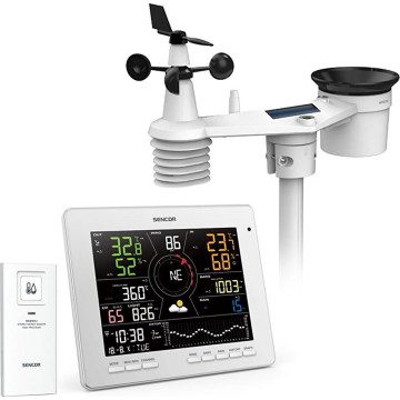 Sencor - Estação meteorológica profissional com ecrã LCD a cores 5V 1xCR2032 + 3xAA + 2xAA Wi-Fi Tuya