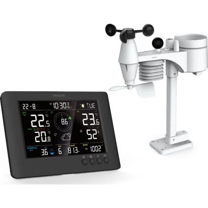 Sencor - Estação meteorológica profissional com ecrã LCD e despertador 5V/1xCR2032 + 3xAA