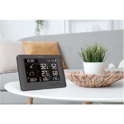 Sencor - Estação meteorológica profissional com ecrã LCD e despertador 5V/1xCR2032 + 3xAA Wi-Fi