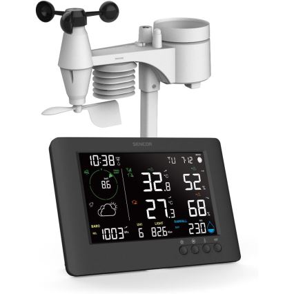 Sencor - Estação meteorológica profissional com ecrã LCD e despertador 5V/1xCR2032 + 3xAA Wi-Fi
