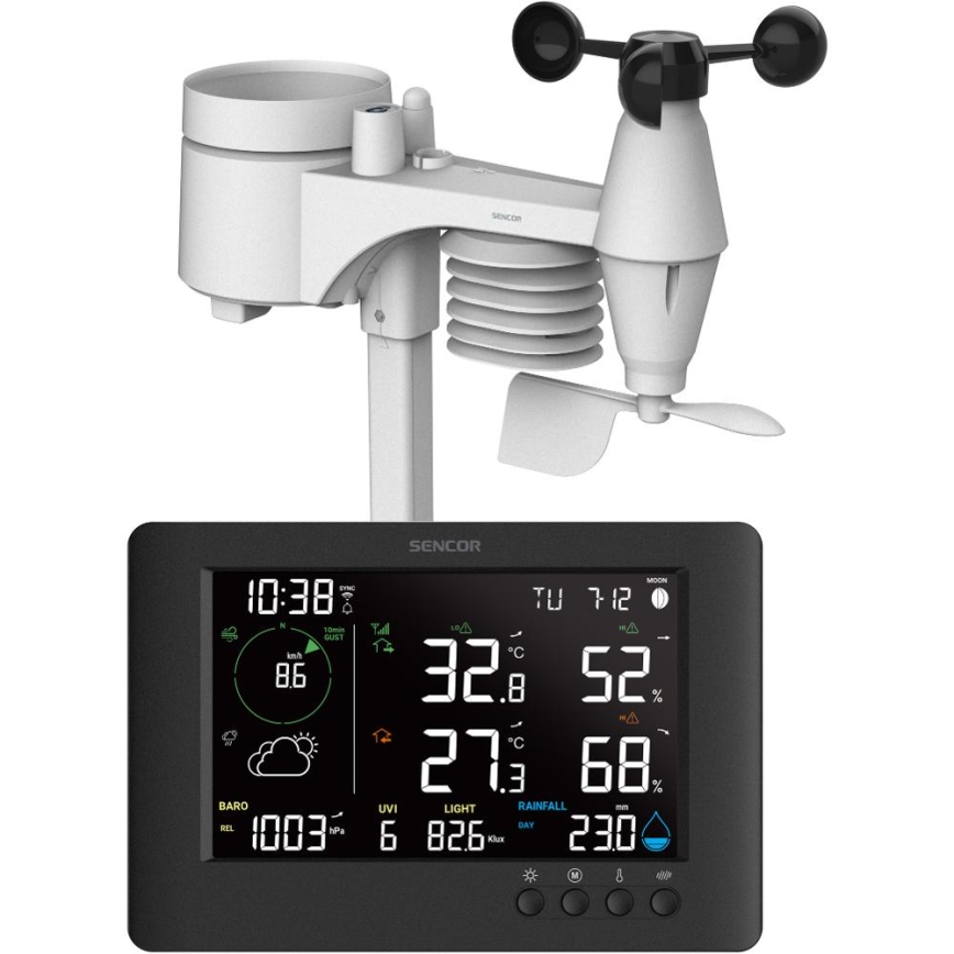 Sencor - Estação meteorológica profissional com ecrã LCD e despertador 5V/1xCR2032 + 3xAA Wi-Fi