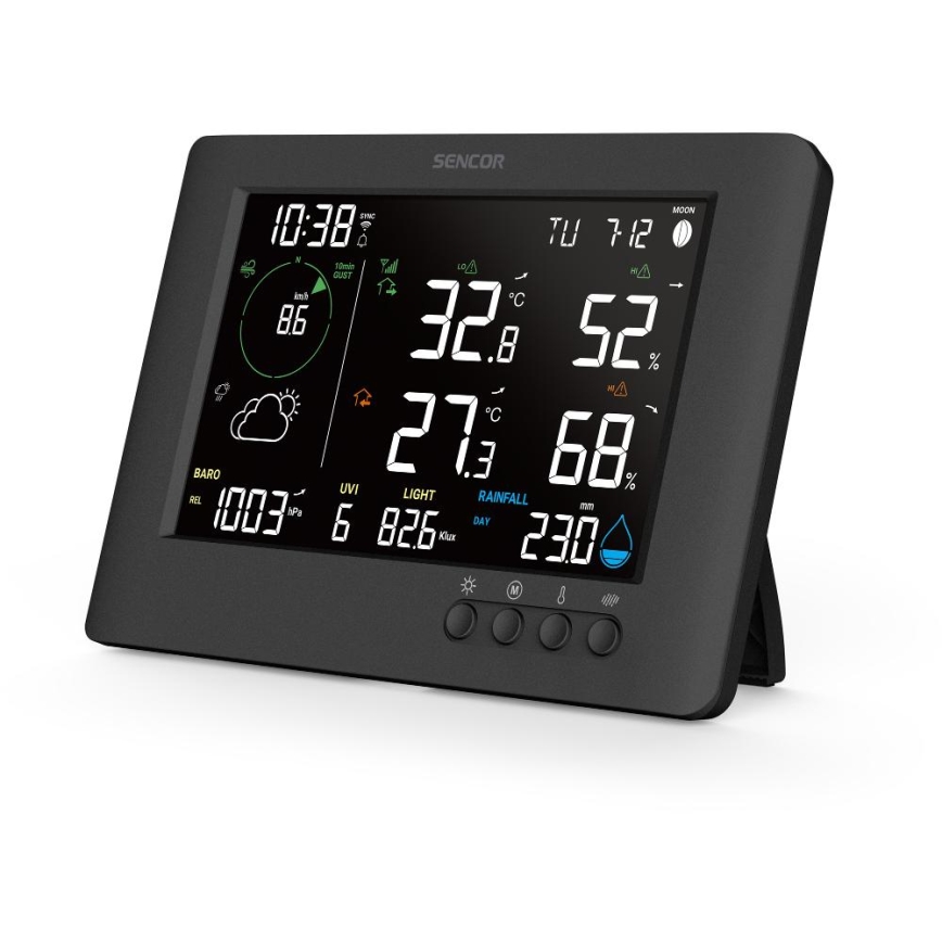 Sencor - Estação meteorológica profissional com ecrã LCD e despertador 5V/1xCR2032 + 3xAA Wi-Fi