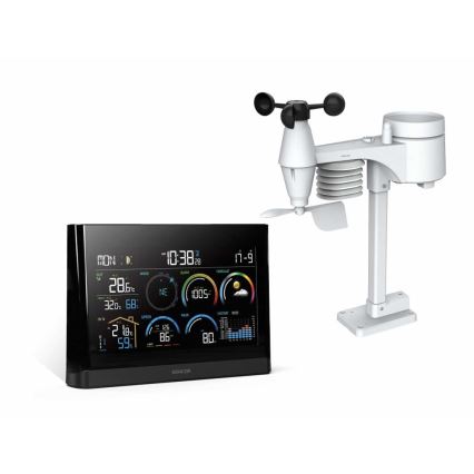 Sencor - Estação meteorológica profissional com ecrã LCD a cores e despertador 5V/3xAAA + 3xAA