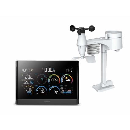 Sencor - Estação meteorológica profissional com ecrã LCD a cores e despertador 5V/3xAAA + 3xAA