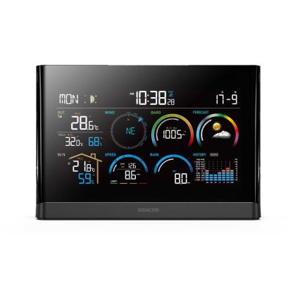Sencor - Estação meteorológica profissional com ecrã LCD a cores e despertador 5V/3xAAA + 3xAA