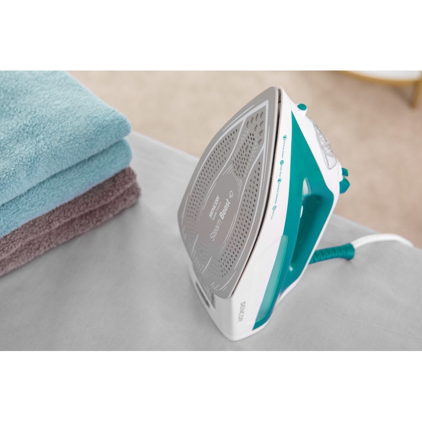 Sencor - Ferro a vapor 2600W/230V turquesa/branco