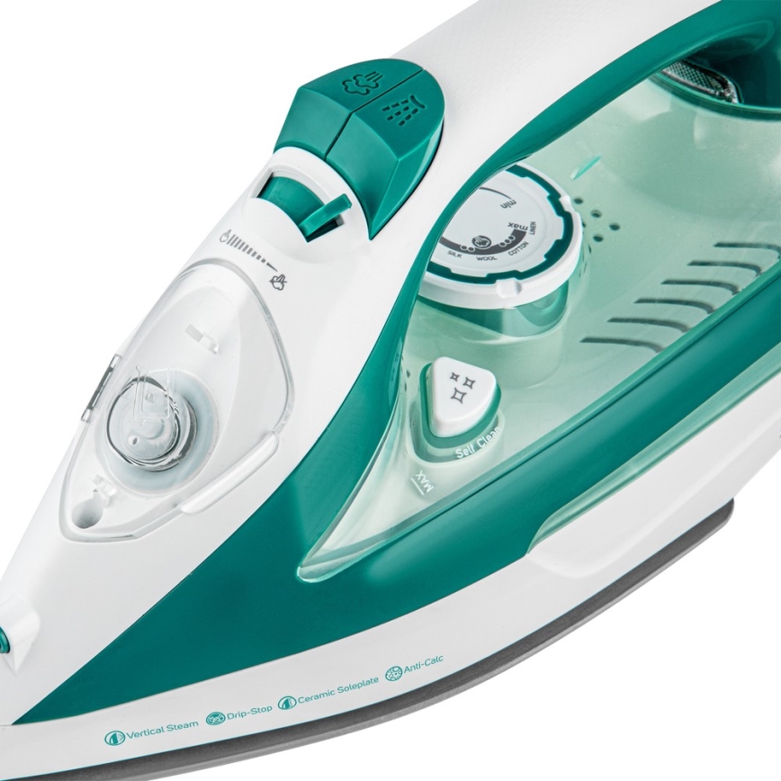 Sencor - Ferro a vapor 2600W/230V turquesa/branco