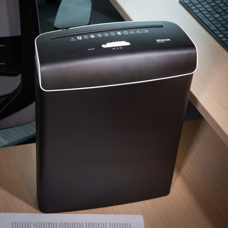 Sencor - Triturador de papel A4 capacidade 7 l 230V preto