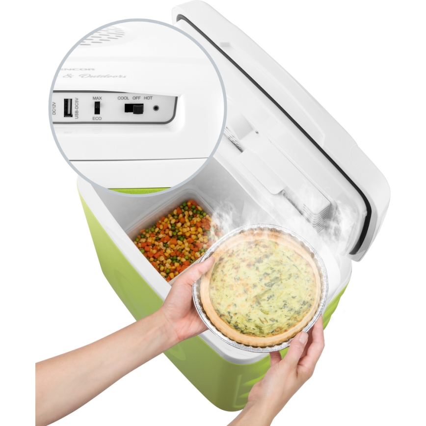 Sencor - Frigorífico automóvel portátil 30 l 55W/5V/12V/230V verde/branco