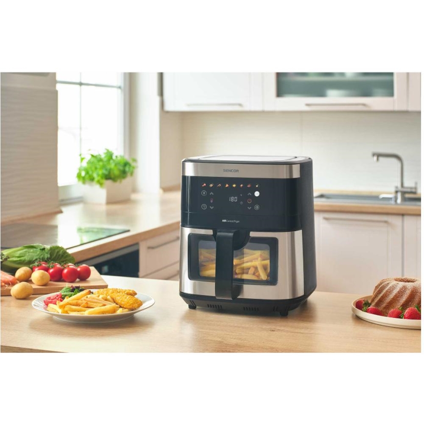Sencor - Fritadeira elétrica de ar quente 9 l 1700W/230V preta/cromado fosco