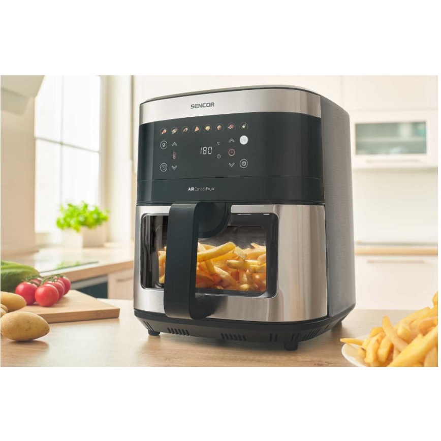 Sencor - Fritadeira elétrica de ar quente 9 l 1700W/230V preta/cromado fosco