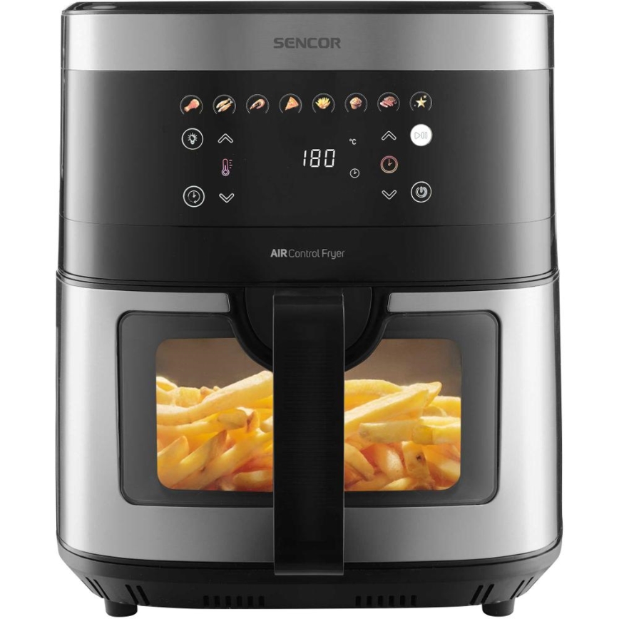 Sencor - Fritadeira elétrica de ar quente 9 l 1700W/230V preta/cromado fosco