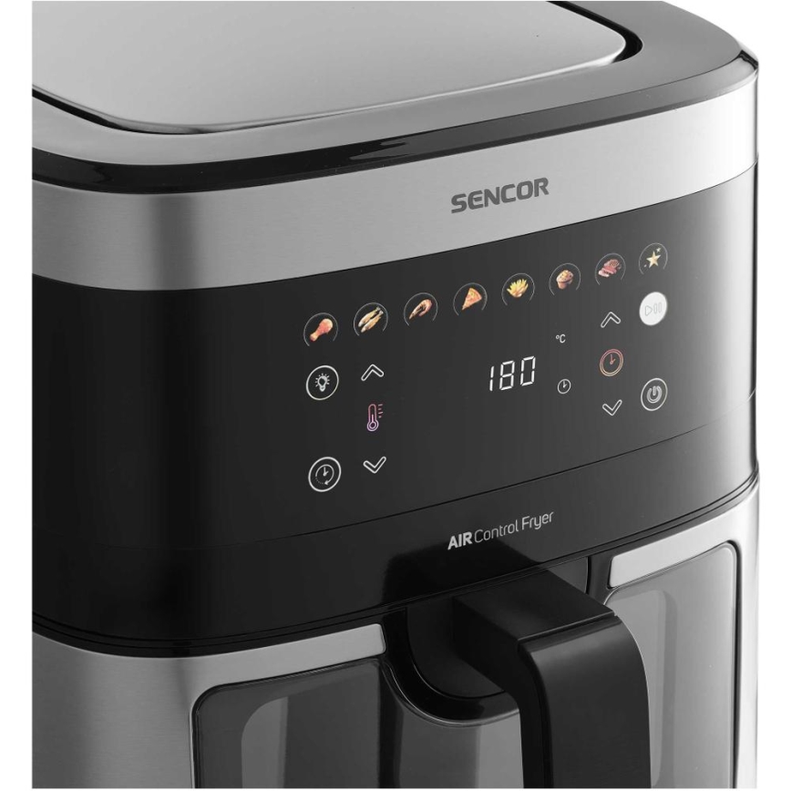 Sencor - Fritadeira elétrica de ar quente 9 l 1700W/230V preta/cromado fosco