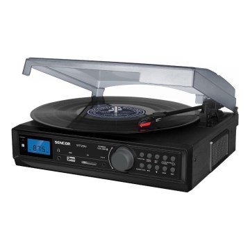 Sencor - Gramofone com USB/SD/FM 8W/230V + comando