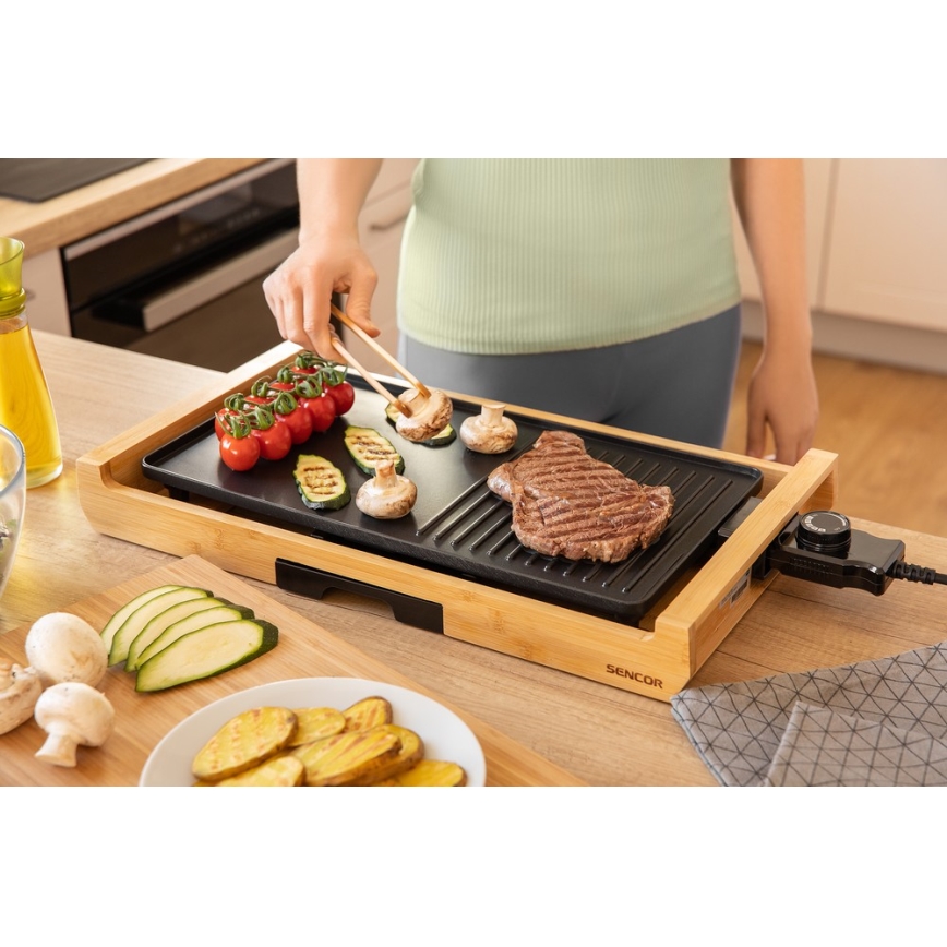 Sencor - Grelha elétrica de mesa 1800W/230V bambu