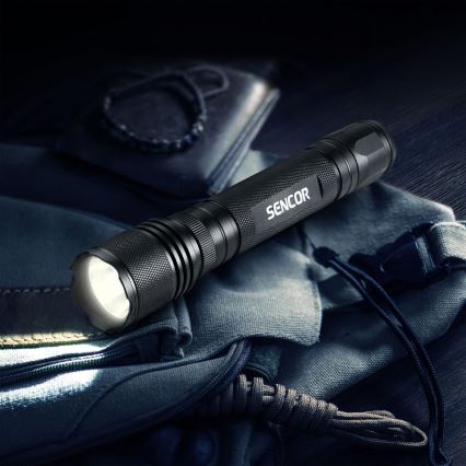Sencor - Lanterna de alumínio LED LED/5W/6xAAA IP44 preto